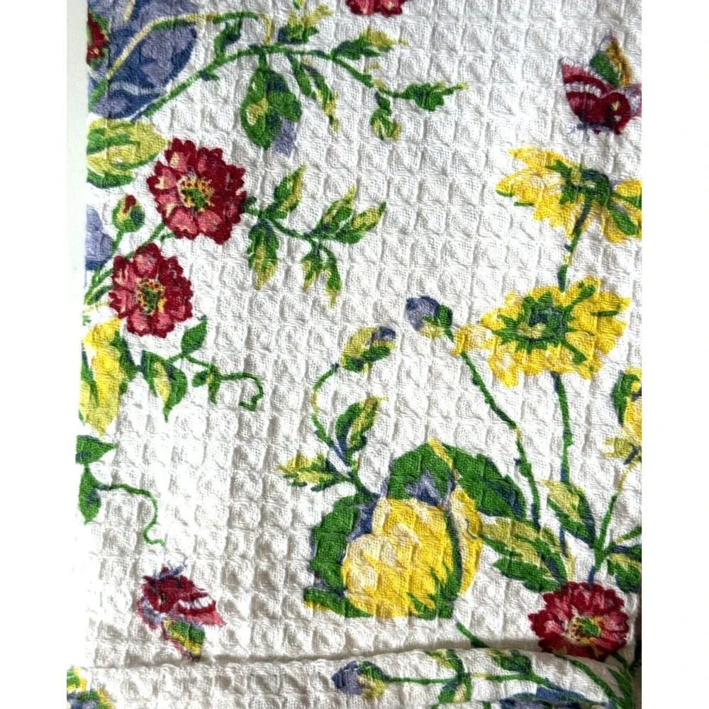 April Cornell Kitchen Dish Towels Penny's Patio Waffle Weave White Blue Set of 3
